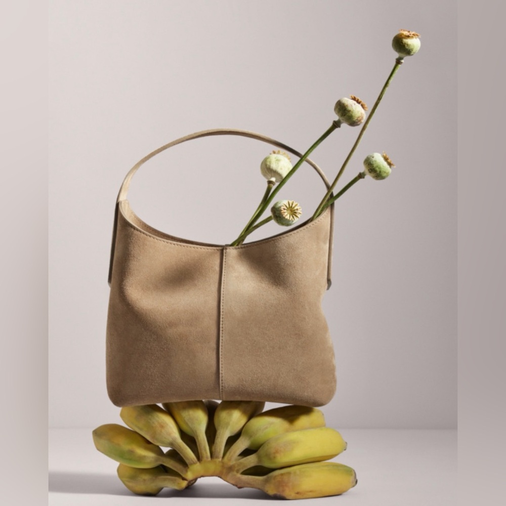 Banana Republic Mini Slouchy Vida Suede Bag in Timeless Taupe